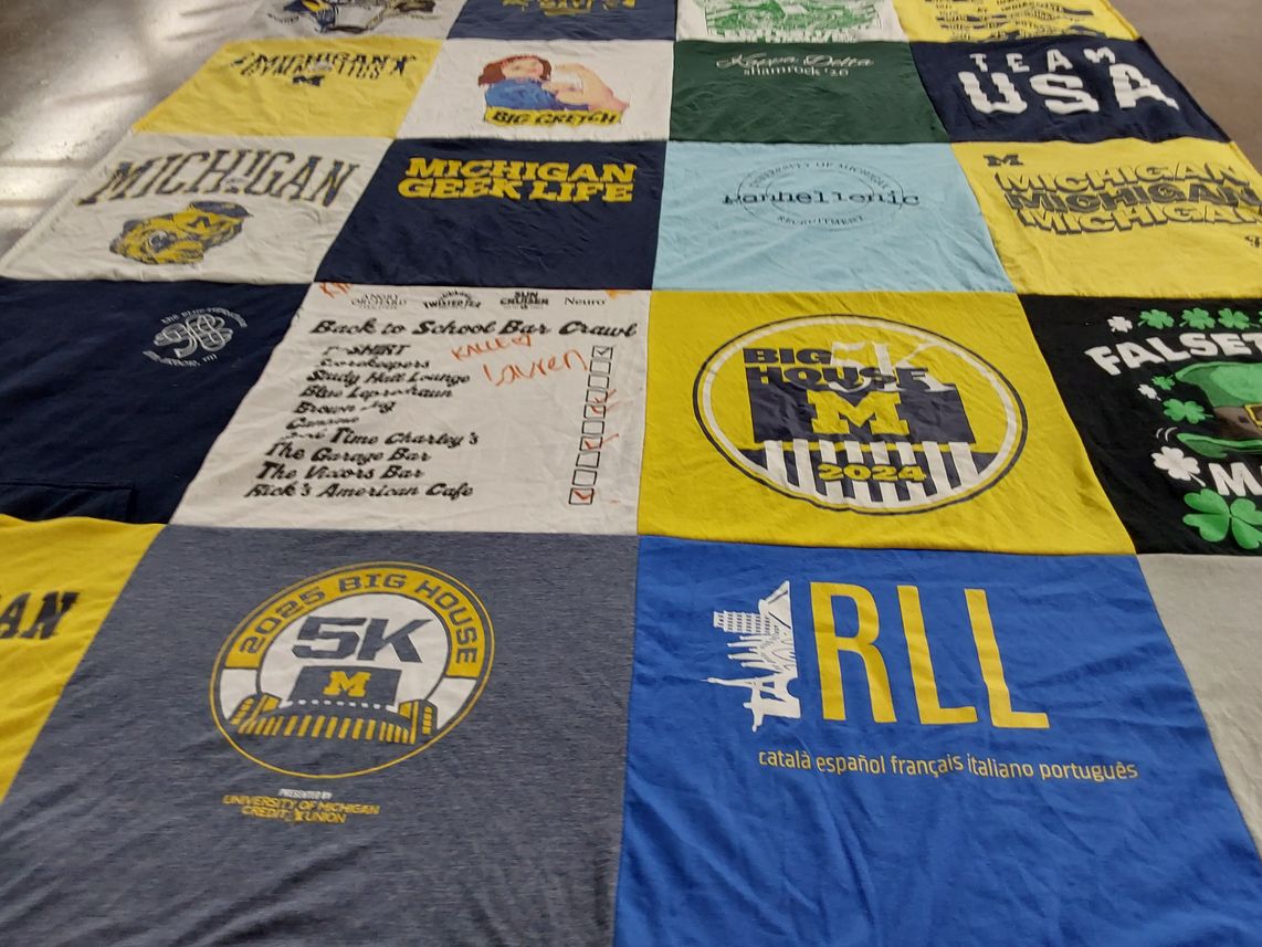 T-shirt quilt from university of michigan by Katie from WI