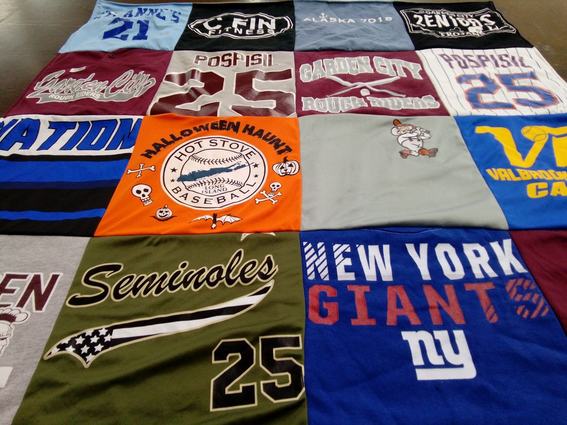 T-shirt quilt featuring florida state university seminoles, new york giants by Margaret from NY