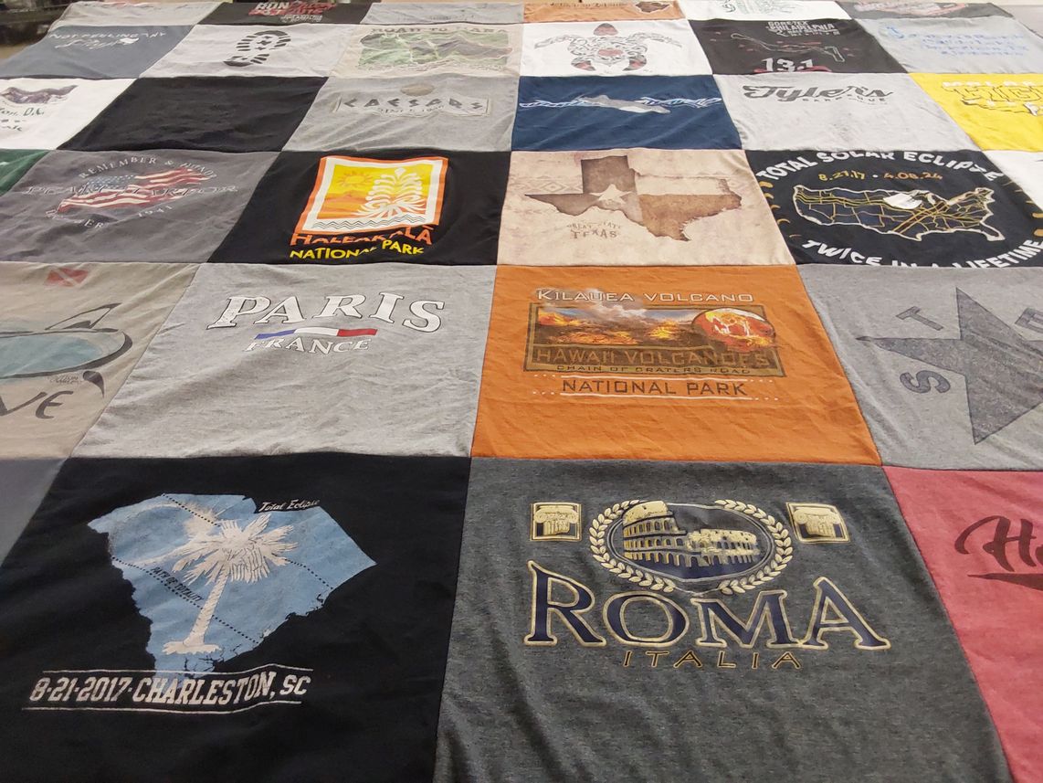 T-shirt quilt with travel, nature themes by Robert from TX