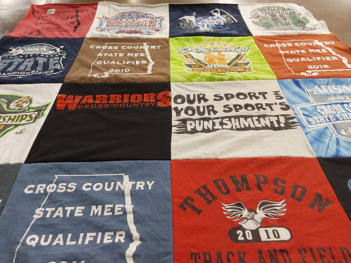 T-shirt quilt featuring warriors cross-country by Patty from AL