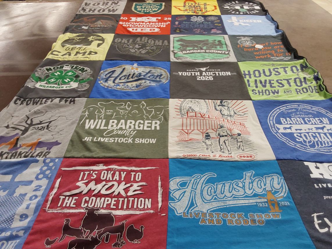 T-shirt quilt with livestock, farming themes by Mandy from TX