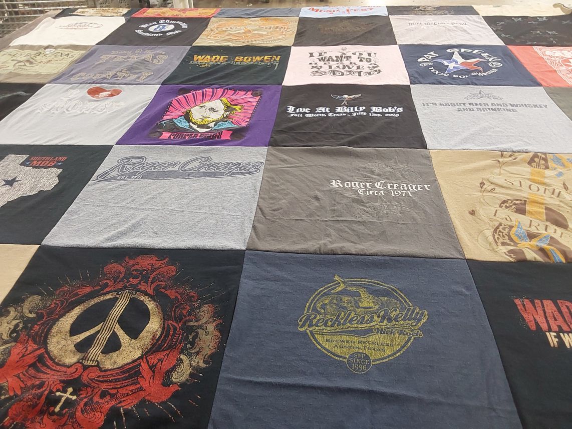 T-shirt quilt with country music, live music themes by Allison from TX