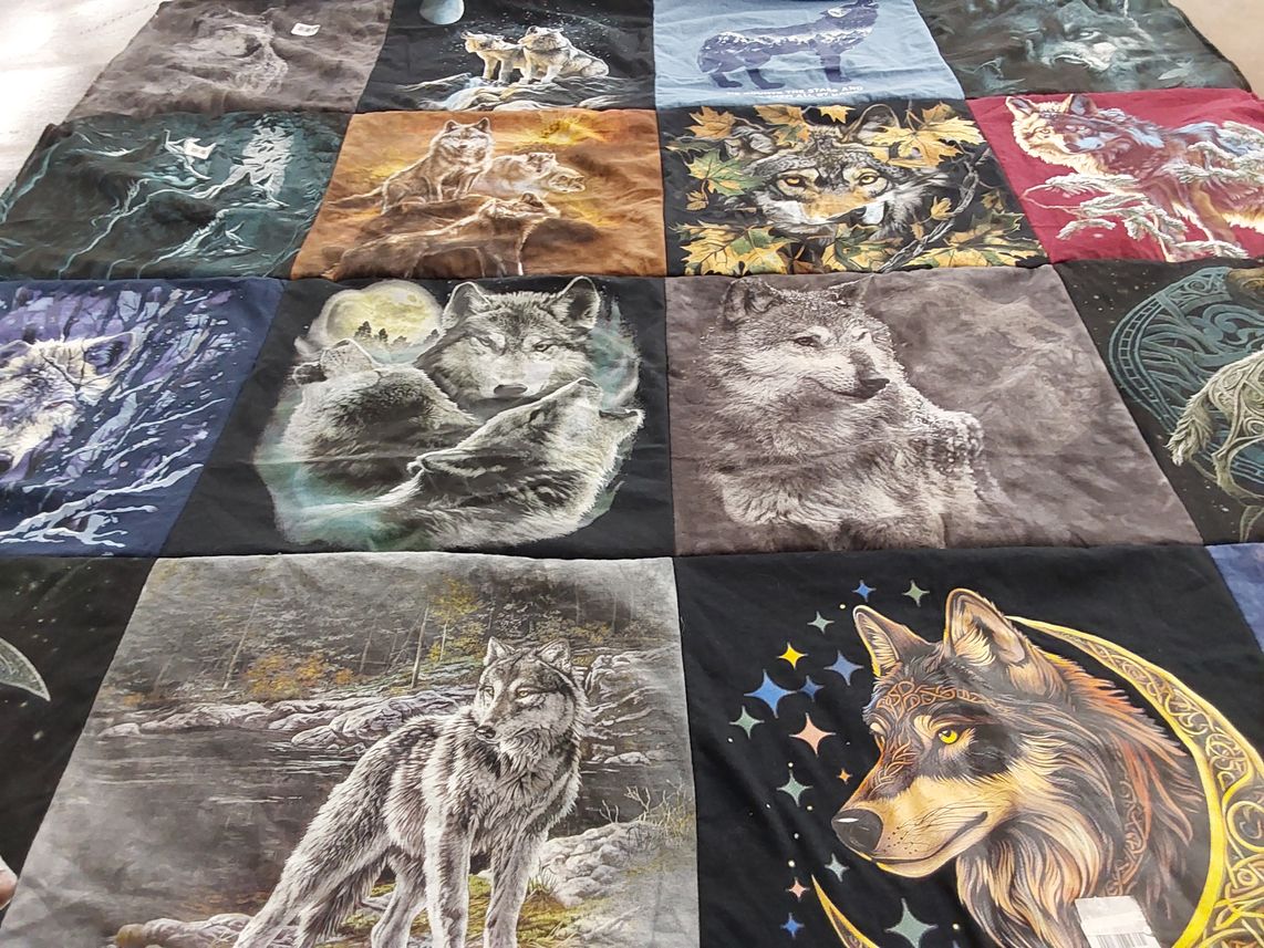 T-shirt quilt with wildlife, nature themes by Melody from GA