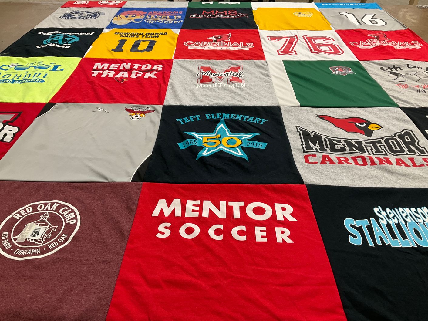 T-shirt quilt featuring mentor cardinals, stevenson stallions by Nicholette from OH