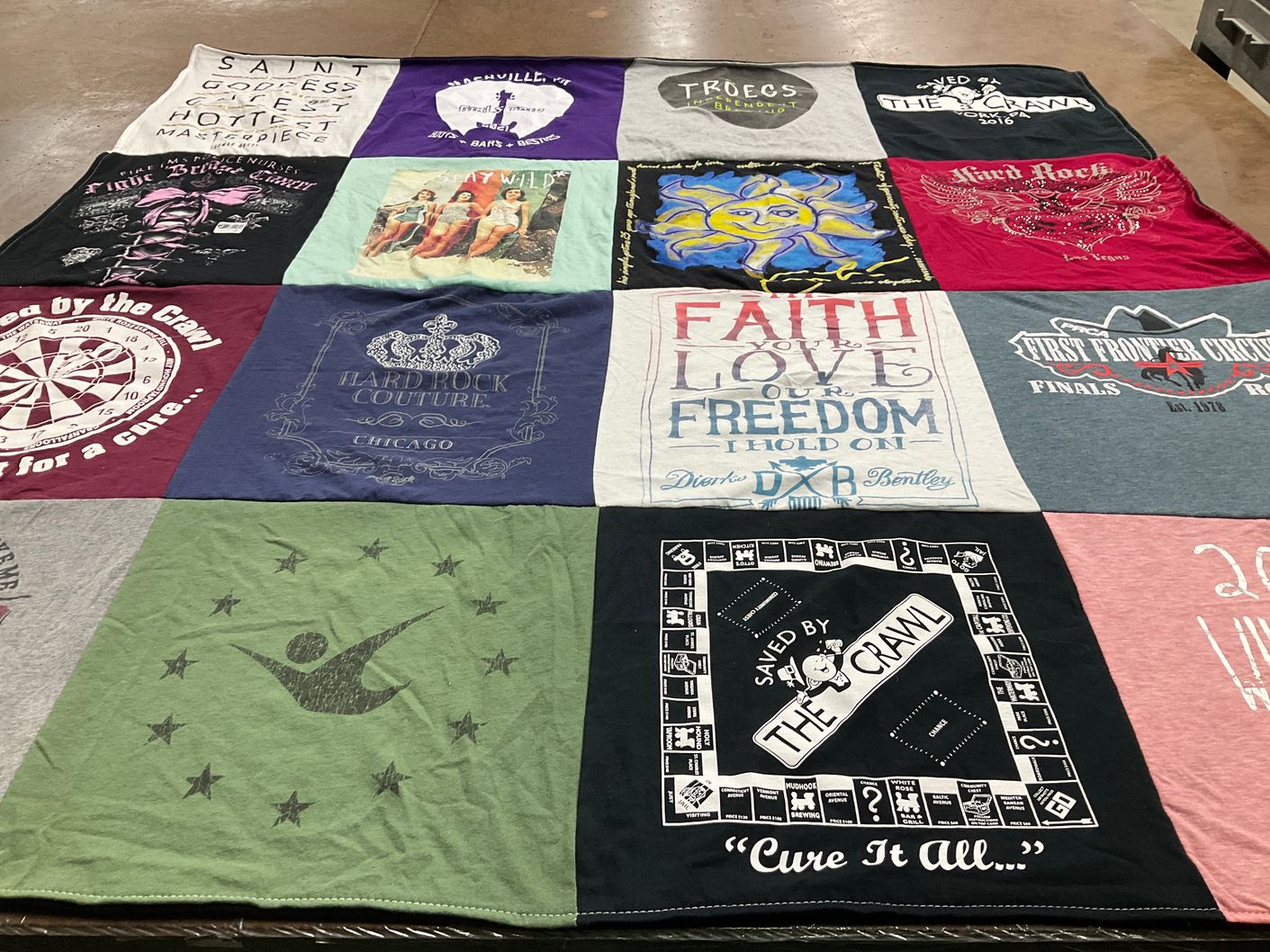 T-shirt quilt with craft, art themes by Melissa from PA