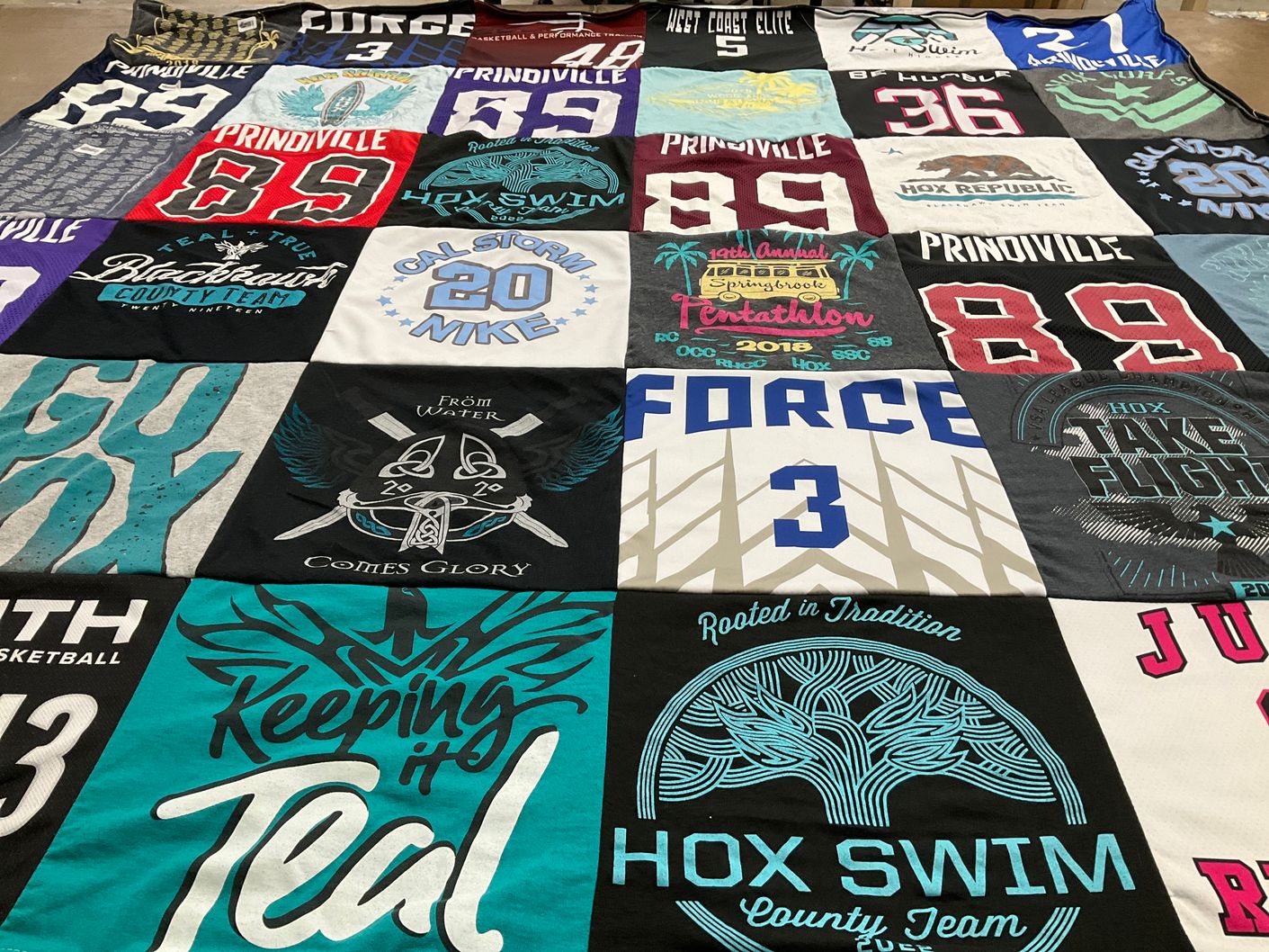 T-shirt quilt featuring hox swim county team by Ryan from CA