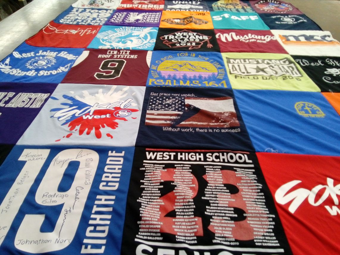 T-shirt quilt featuring mustangs by Laura from TX