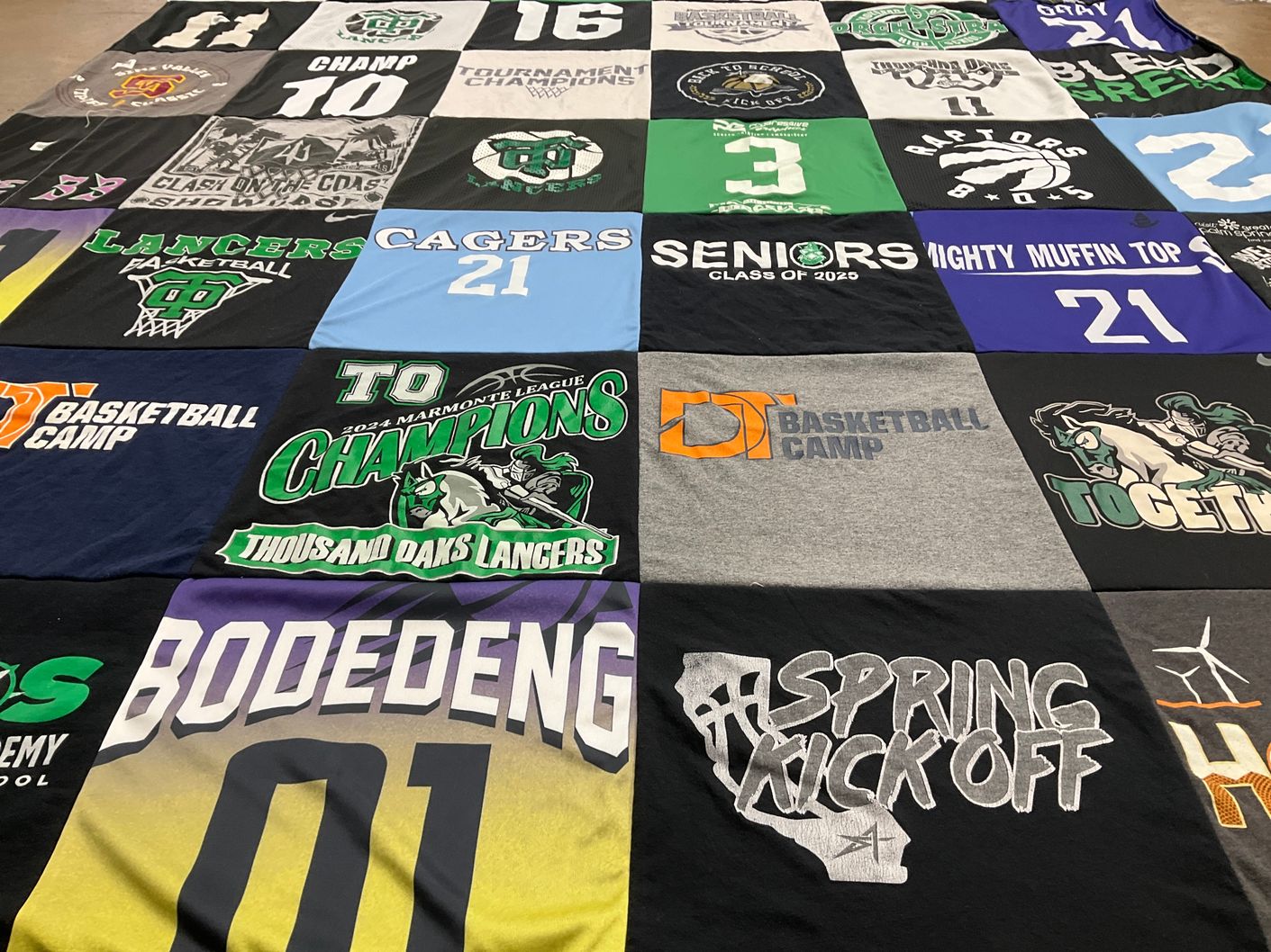 T-shirt quilt featuring thousand oaks lancers basketball by Angela from TX