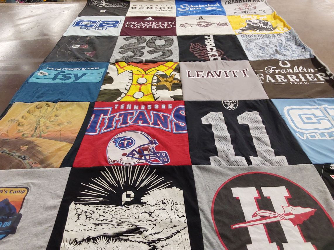 T-shirt quilt featuring tennessee titans, raiders by Amaya Ann from TN
