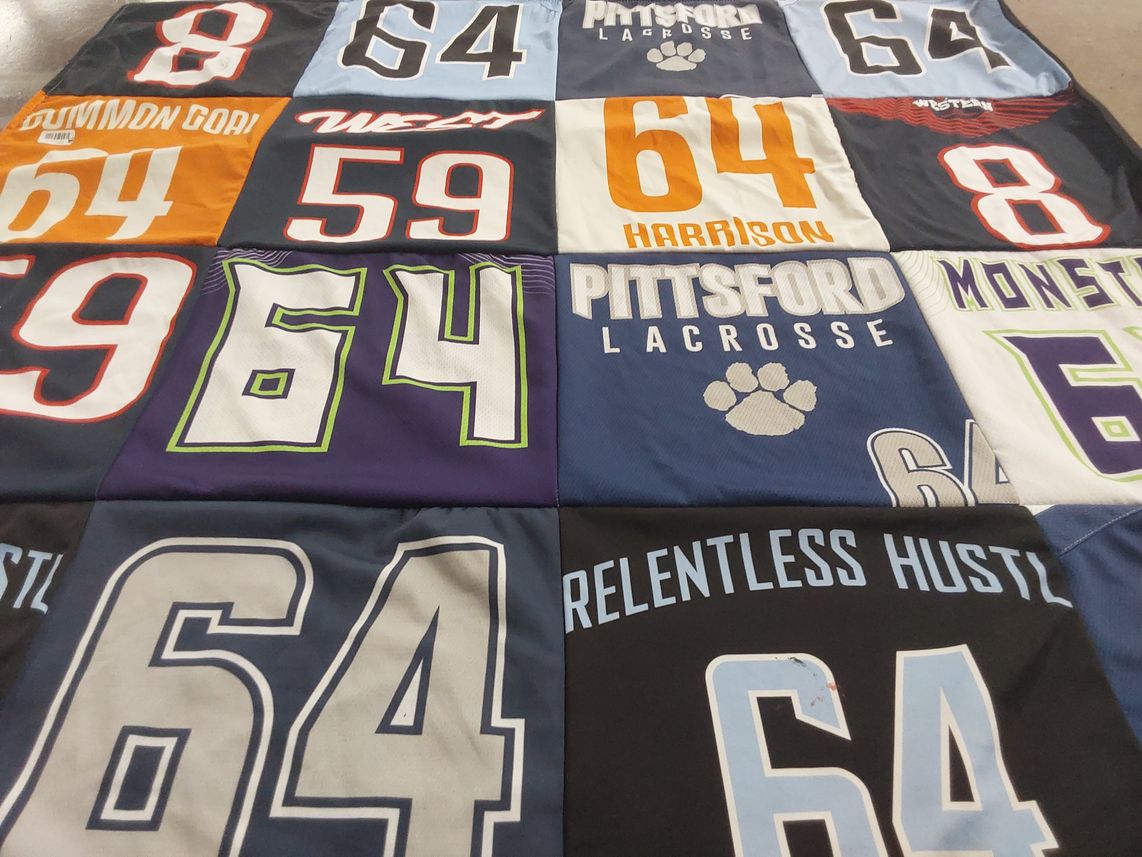 T-shirt quilt from pittsford college by Bernadette from NY