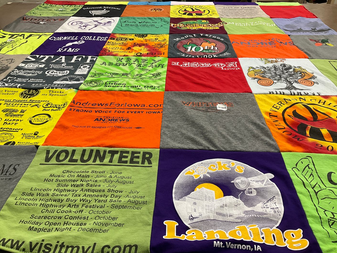 T-shirt quilt from cornell college by Kelley from IA