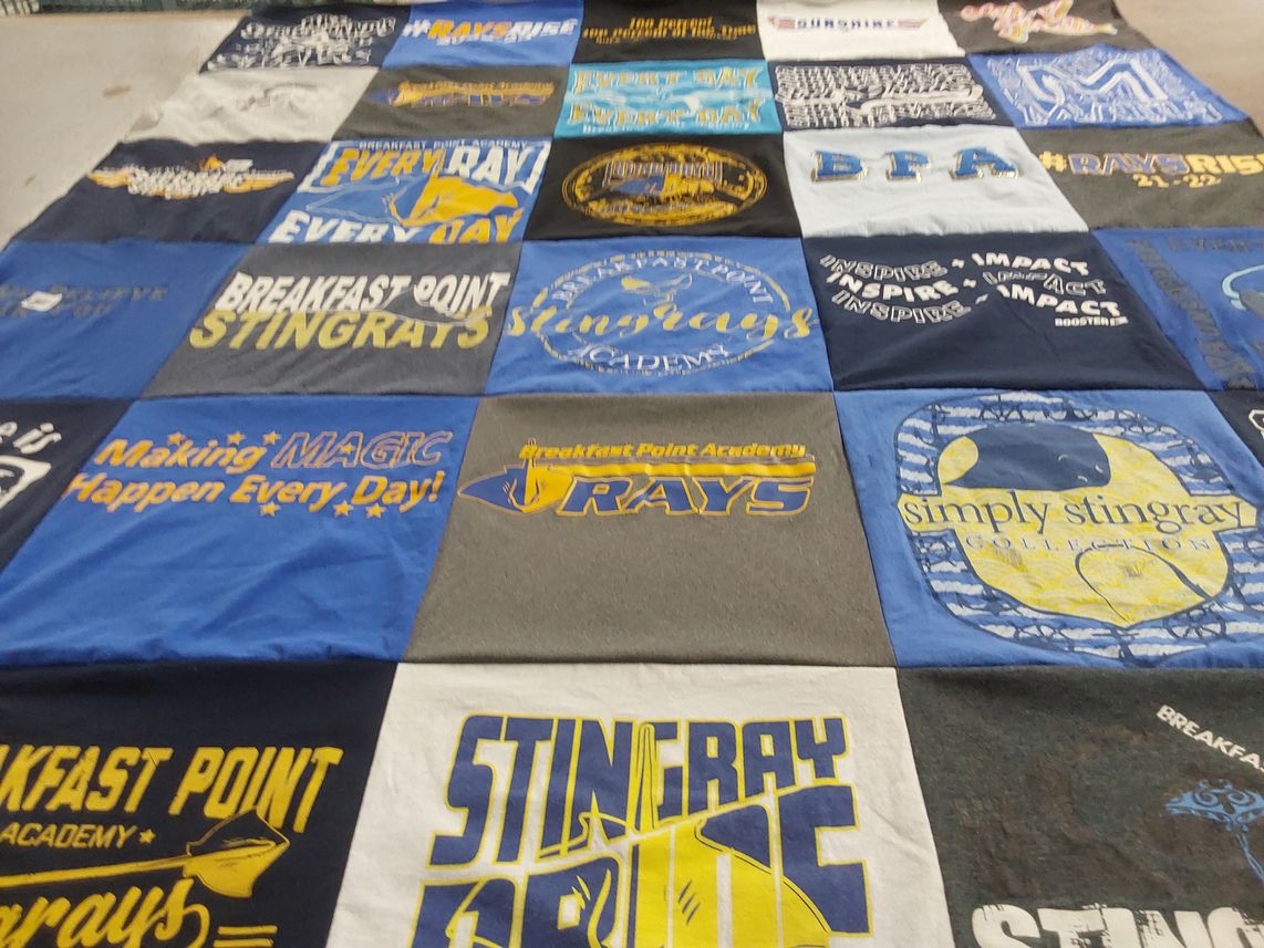 T-shirt quilt featuring breakfast point stingrays by Chris from FL