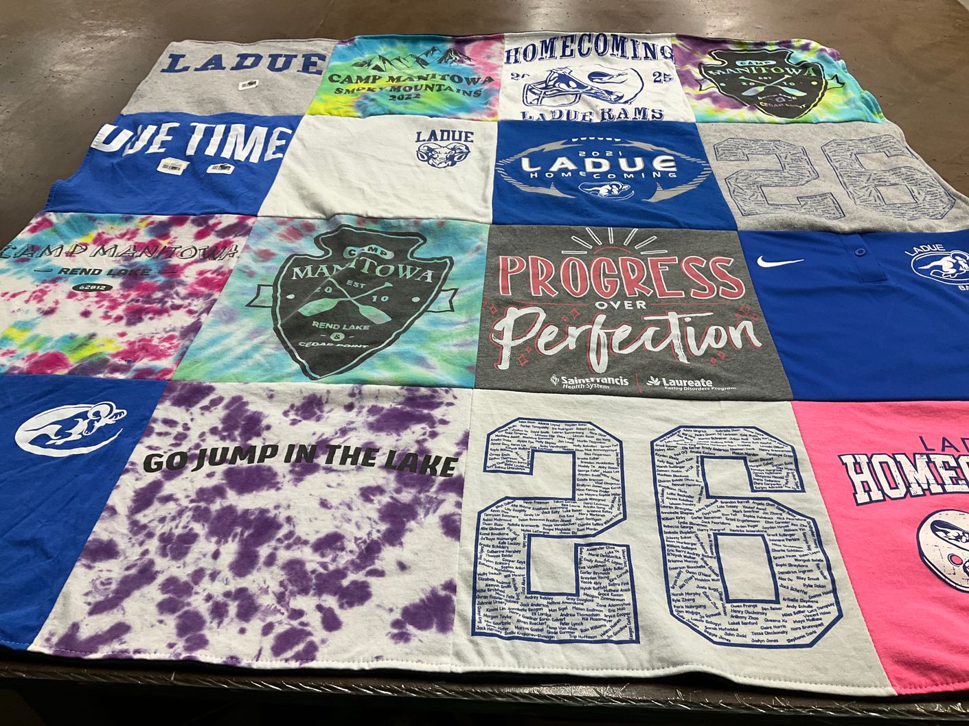 T-shirt quilt featuring ladue rams by Caroline from MO