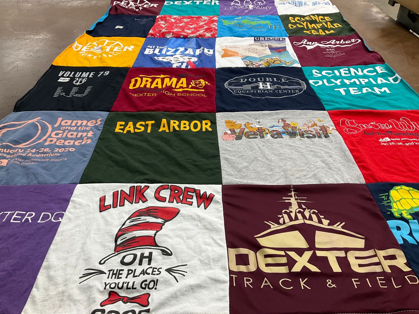 T-shirt quilt featuring dexter track and field by Wendy from MI