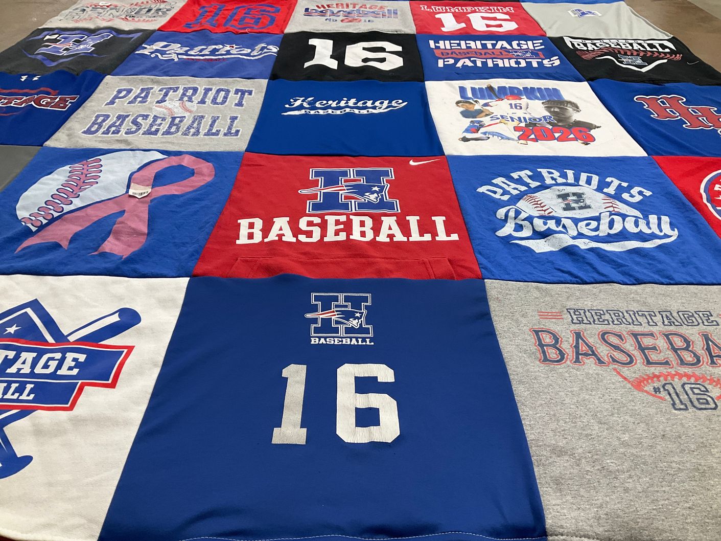 T-shirt quilt featuring heritage patriots baseball by Charner from GA
