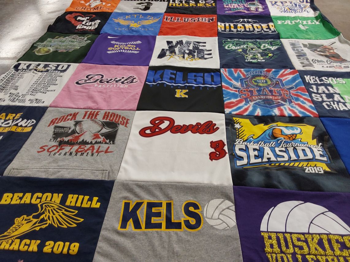 T-shirt quilt featuring kelso high school devils, kelso high school huskies by Angela from WA