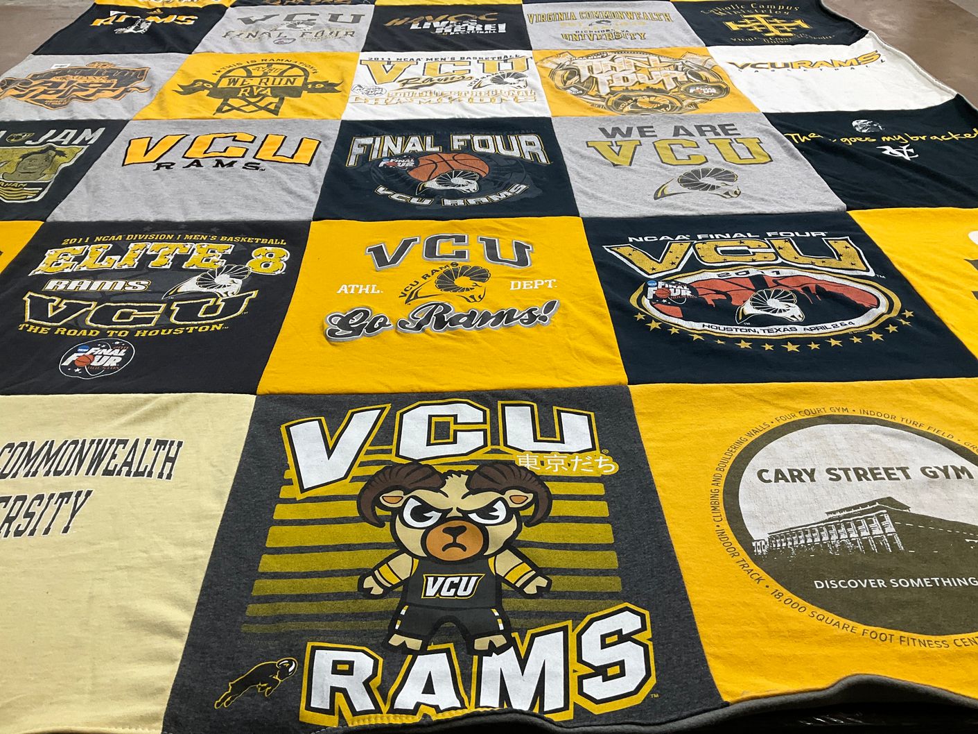T-shirt quilt featuring virginia commonwealth university rams by Victoria from VA