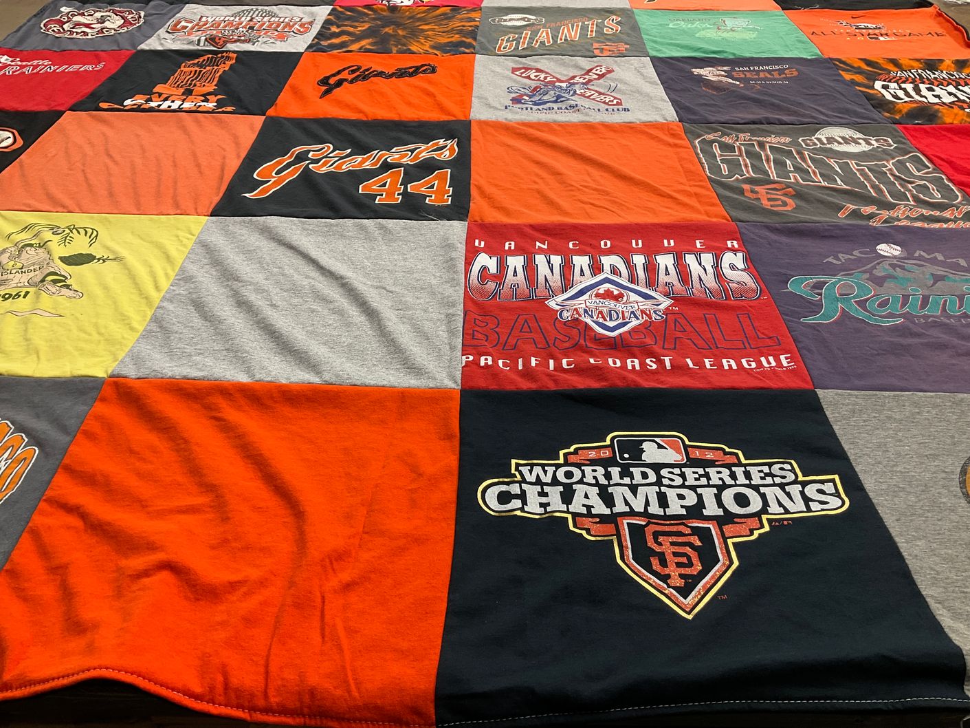 T-shirt quilt featuring san francisco giants, vancouver canadians by Carol from OR