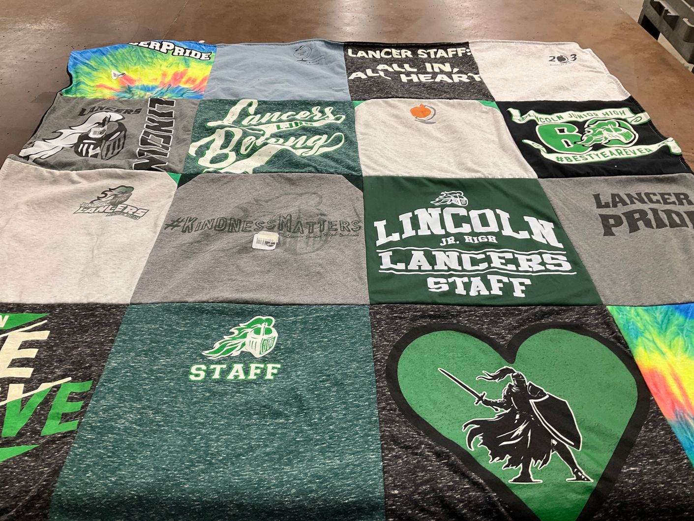 T-shirt quilt from lincoln junior high school by Kristen from IL