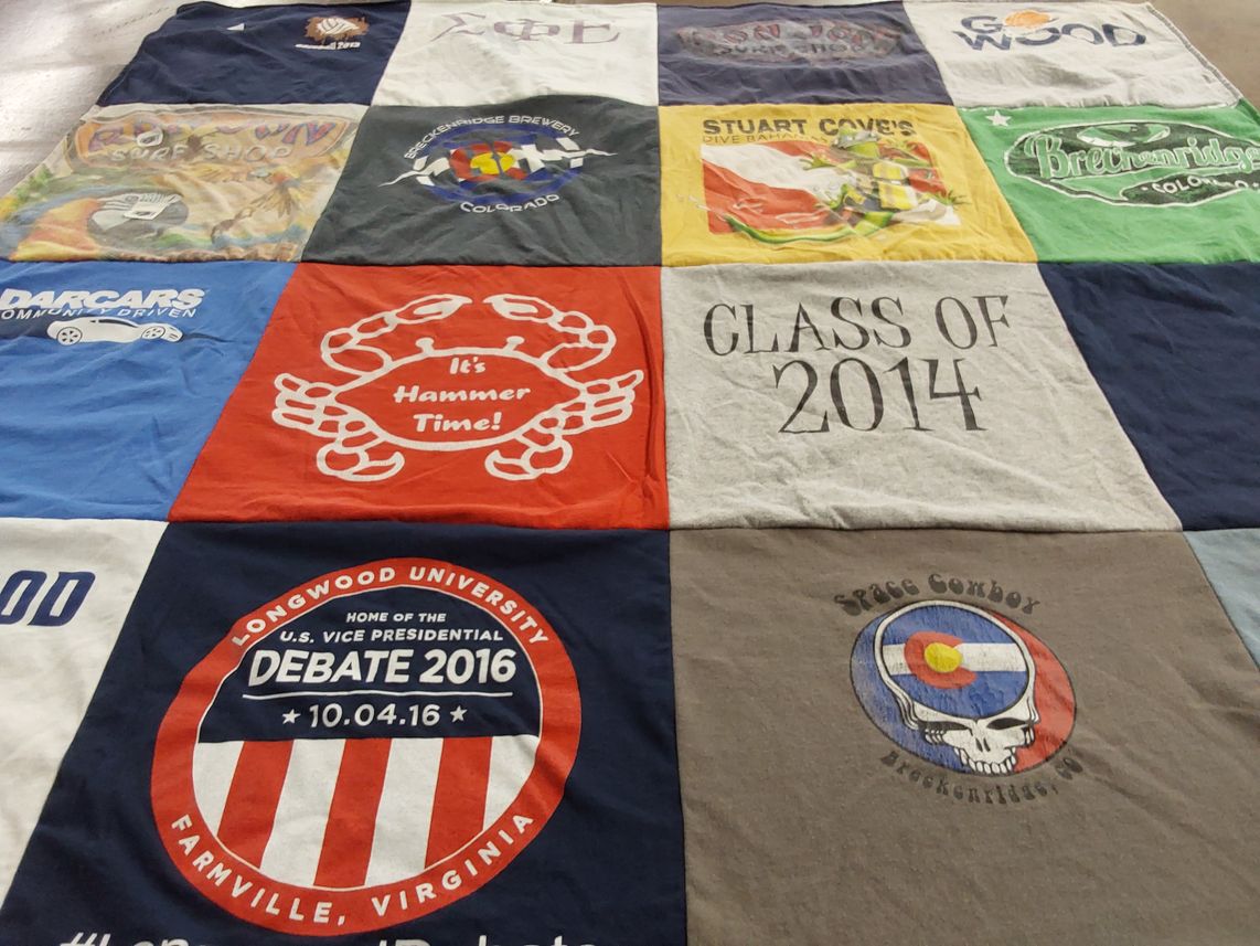 T-shirt quilt from longwood university by Leah from MD