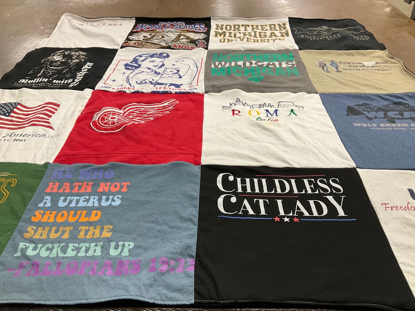T-shirt quilt from northern michigan university by Nancy Cunningham from MT