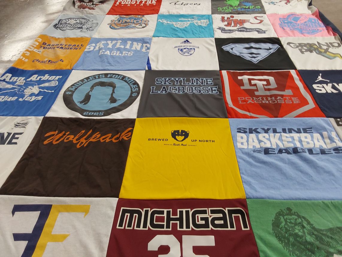 T-shirt quilt featuring skyline eagles, wolfpack by Frances from MI