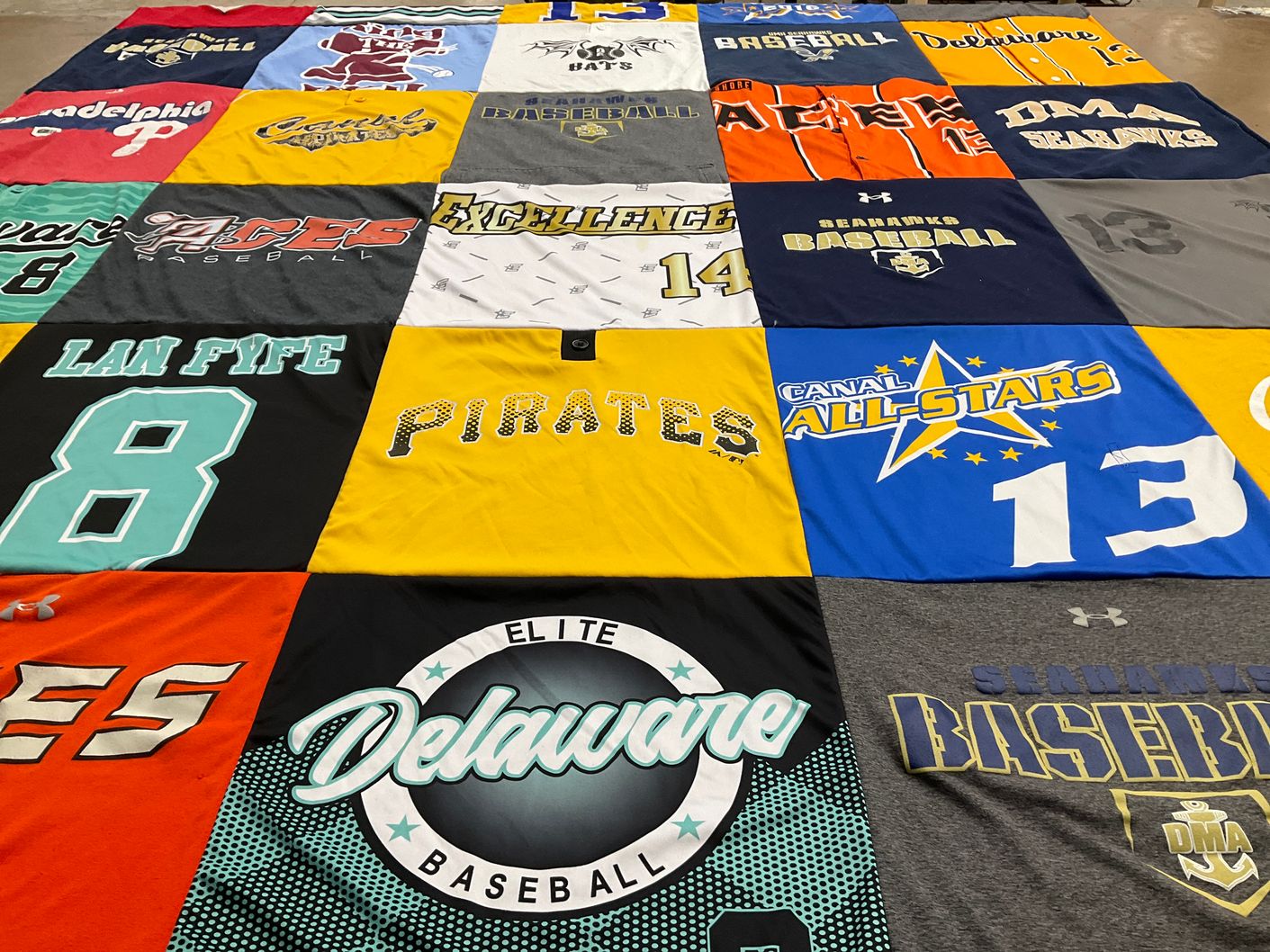 T-shirt quilt featuring seahawks baseball, canal all-stars by Gail from DE