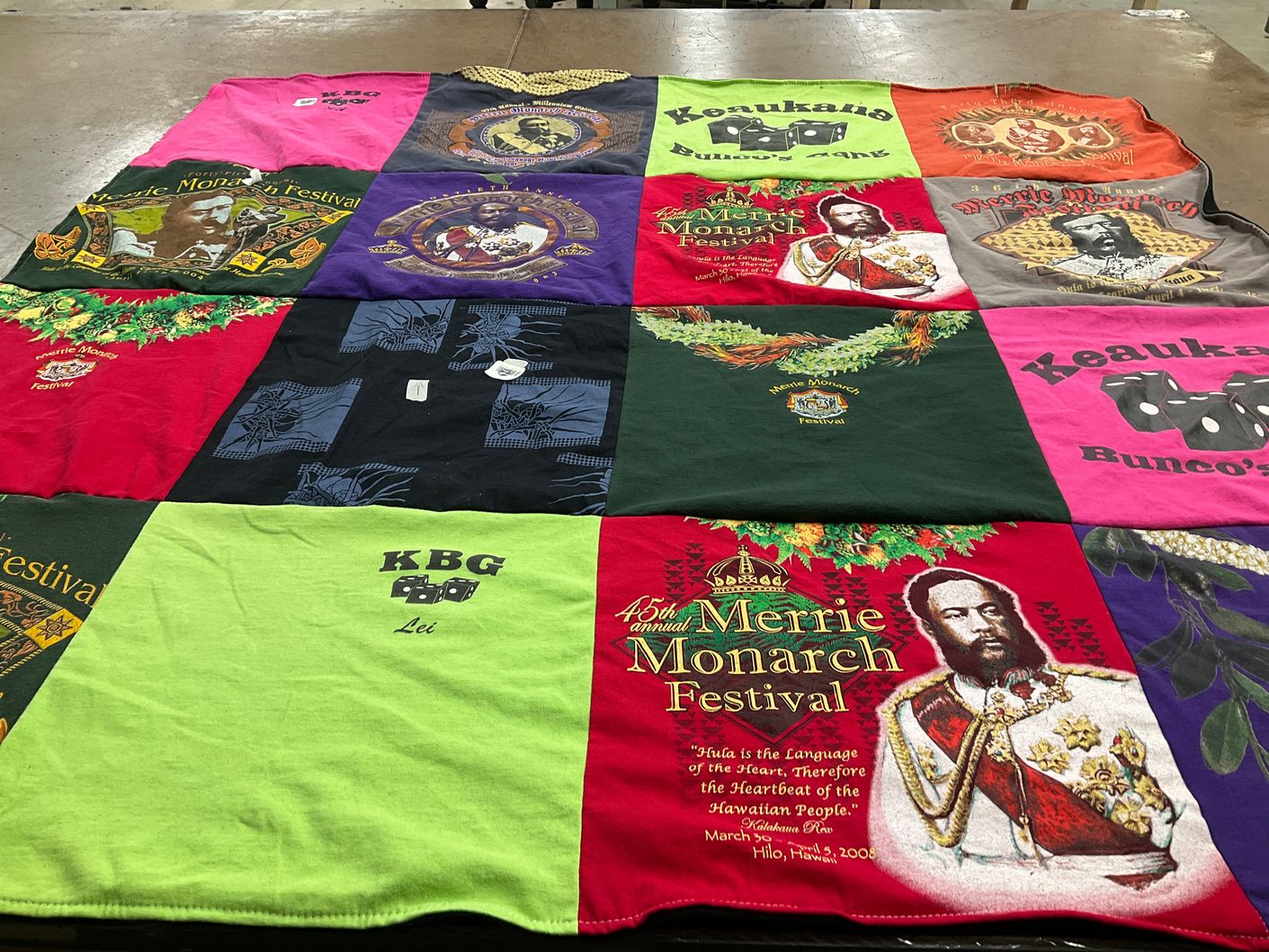 T-shirt quilt with hawaiian culture, festivals themes by Daysha from HI