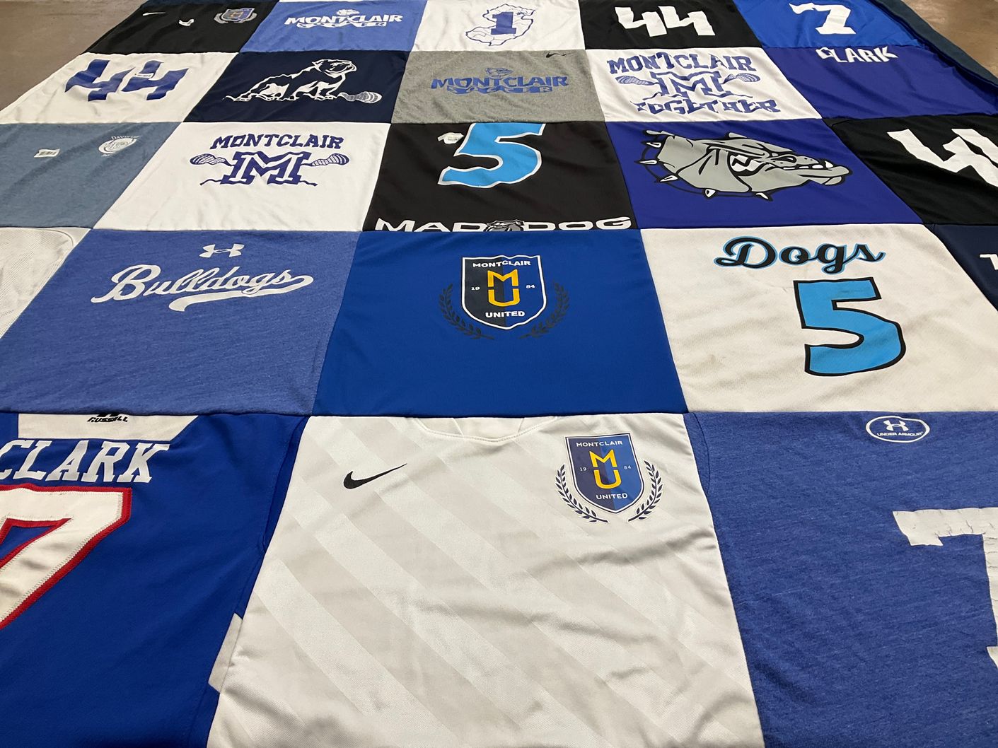 T-shirt quilt featuring montclair high school bulldogs by Marci from NJ