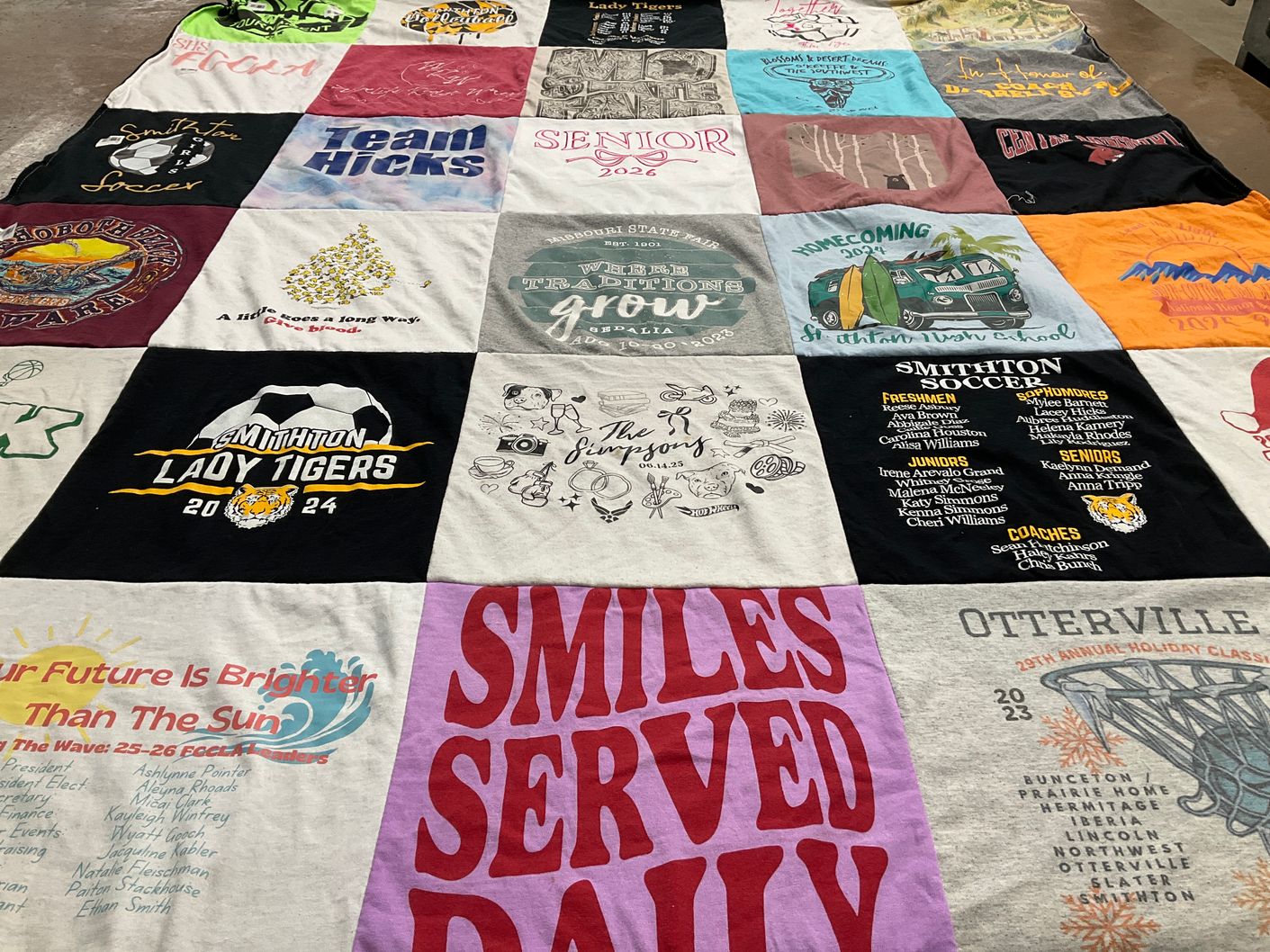 T-shirt quilt featuring smithton high school lady tigers, smithton high school soccer by Misty from MO