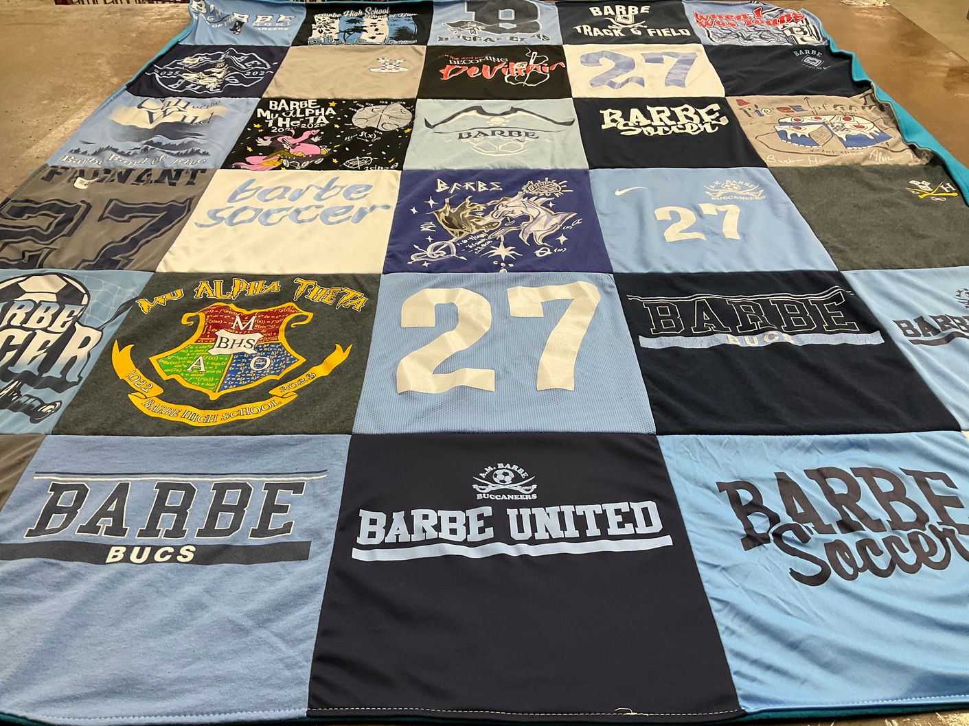 T-shirt quilt featuring barbe buccaneers by Sarah from LA