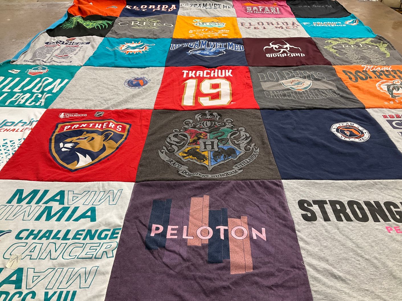 T-shirt quilt featuring florida panthers, miami dolphins by Frances from FL