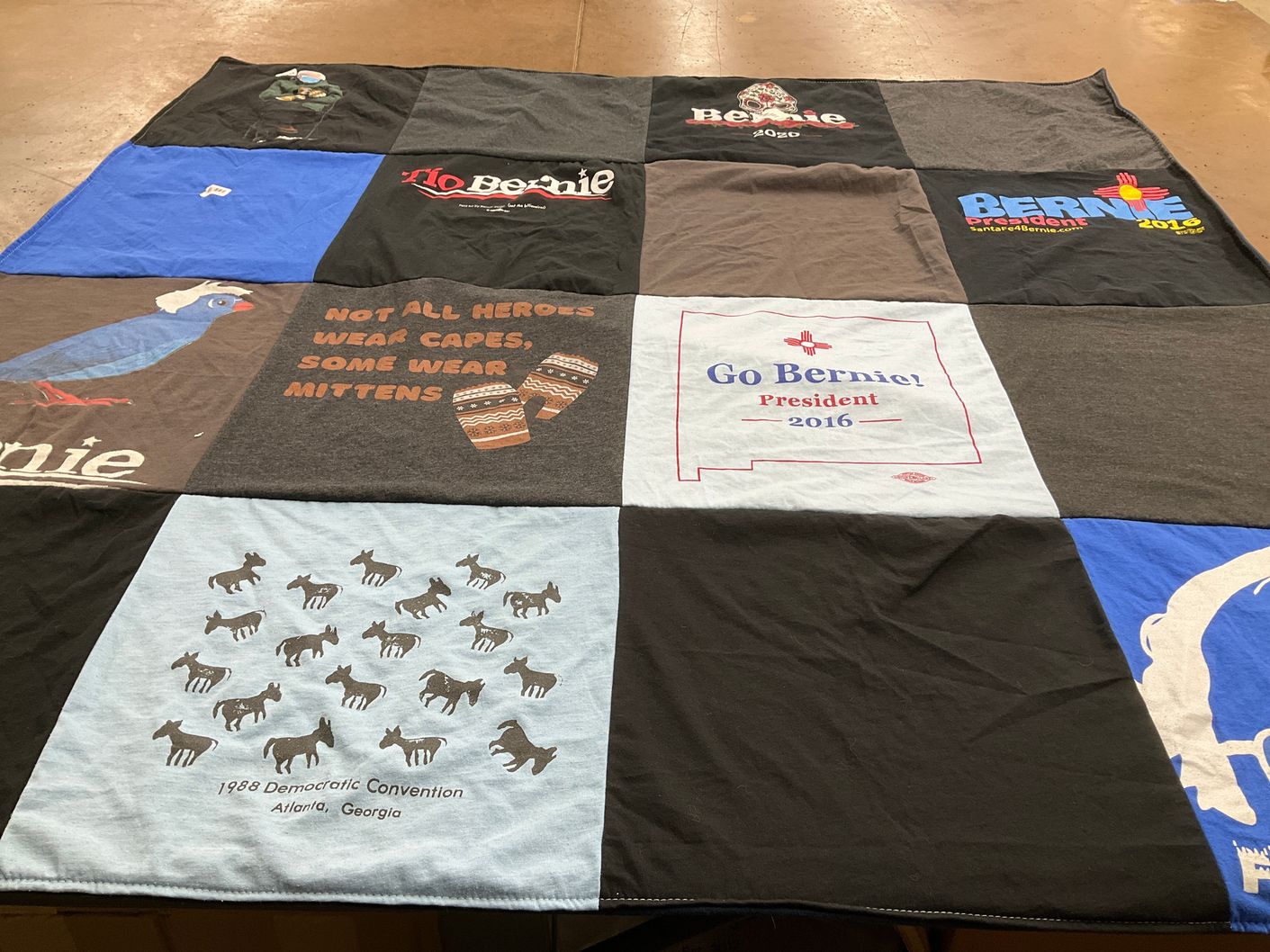 T-shirt quilt with politics, activism themes by Diana from NM