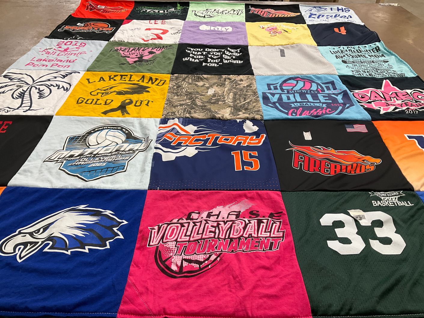 T-shirt quilt featuring firebirds, eagles by Leann from MI