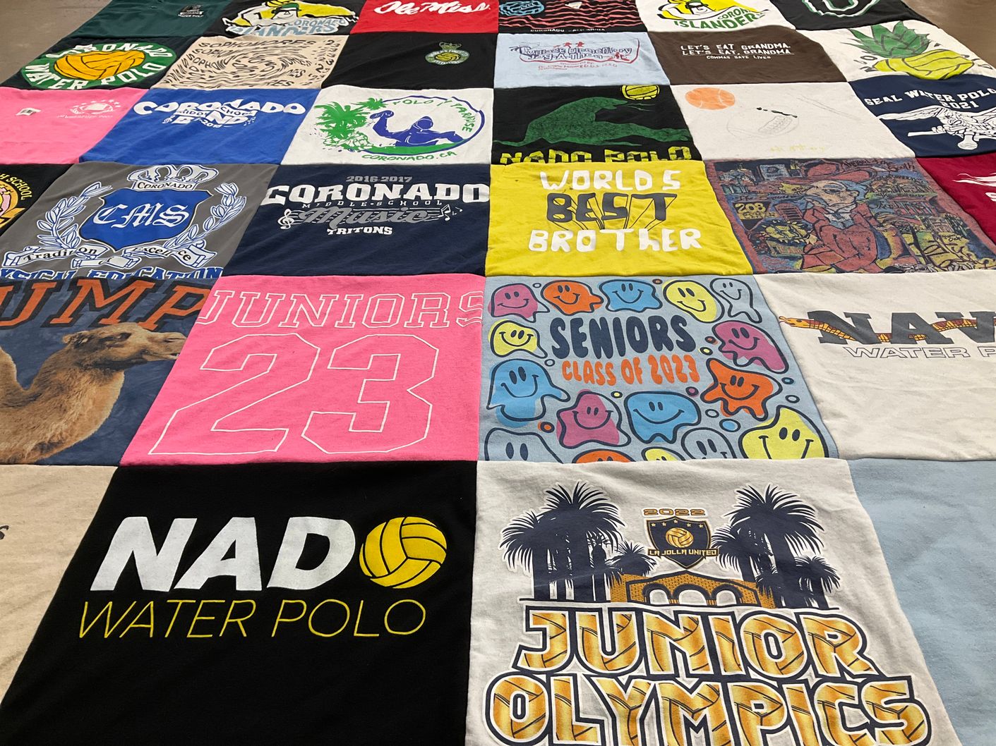 T-shirt quilt featuring coronado high school tritons by Emily from CA