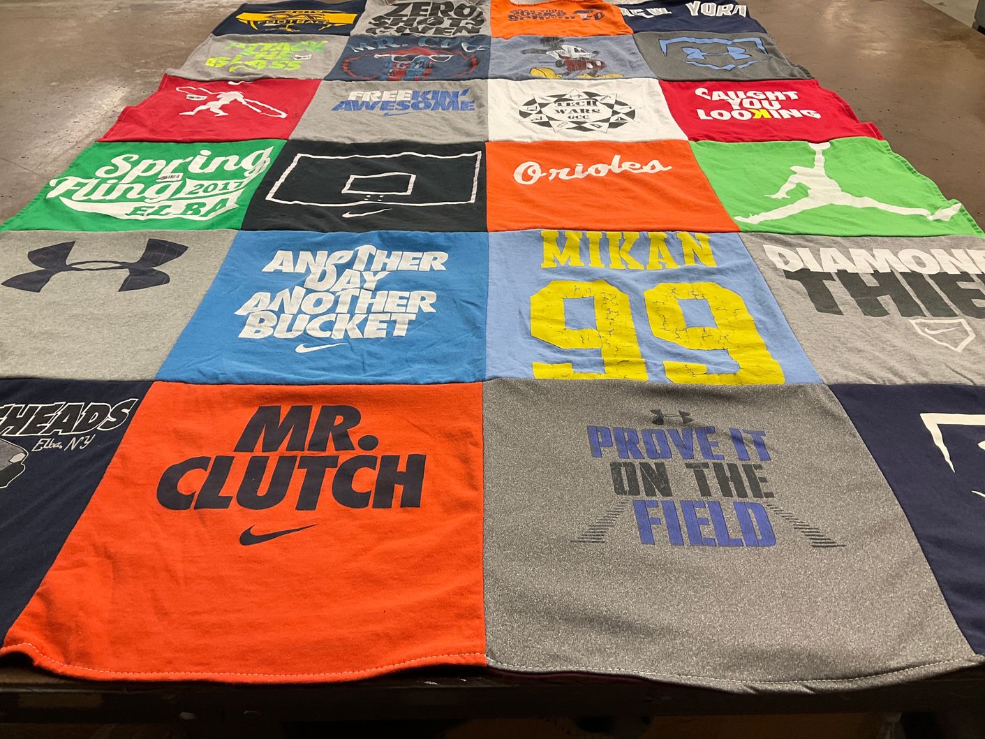 T-shirt quilt with basketball, sports themes by Drew from NY