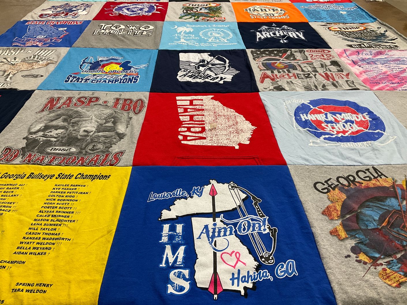 T-shirt quilt from hapira middle school by Tara from GA