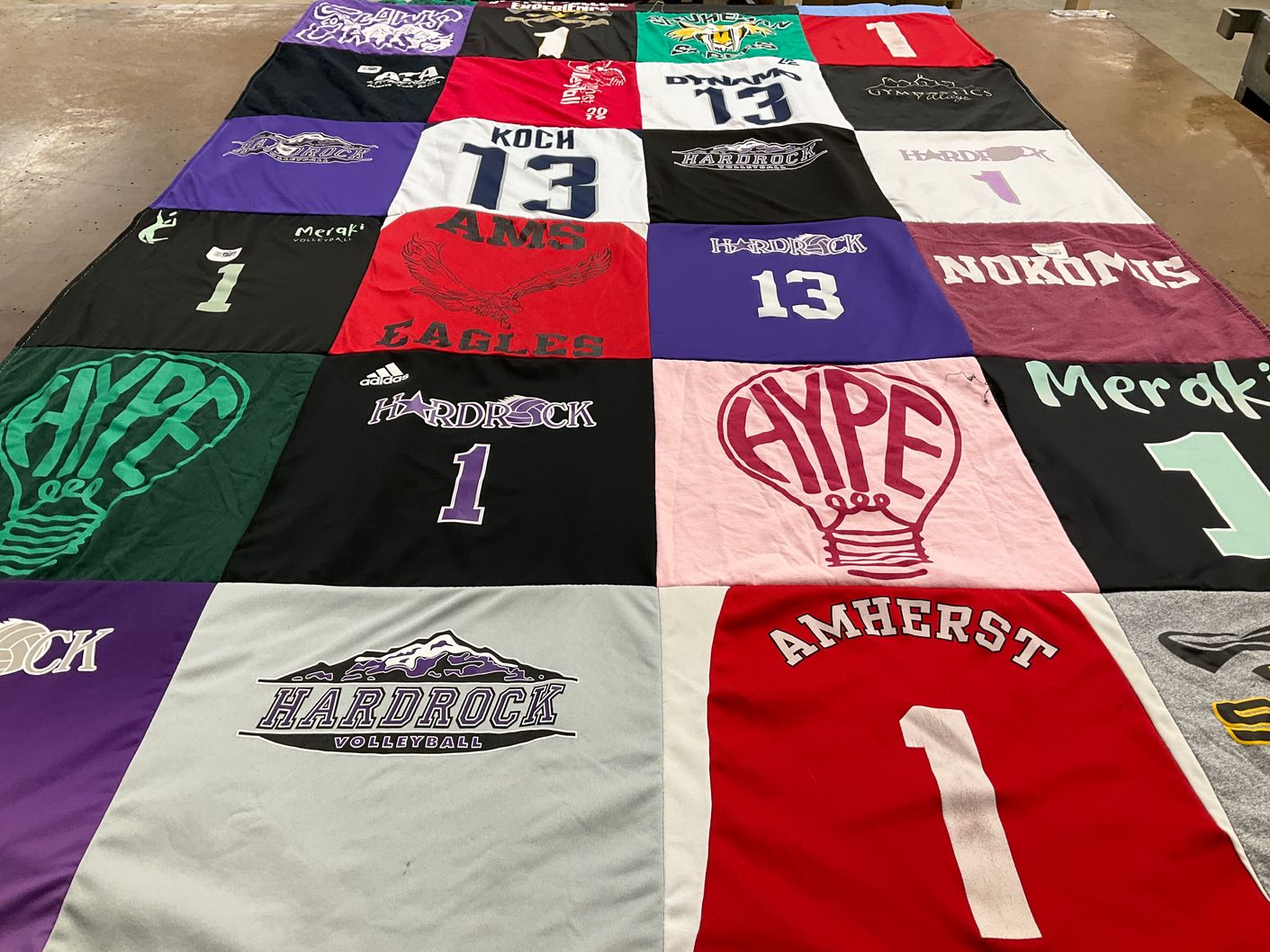 T-shirt quilt from amherst college by Sebastian from NH