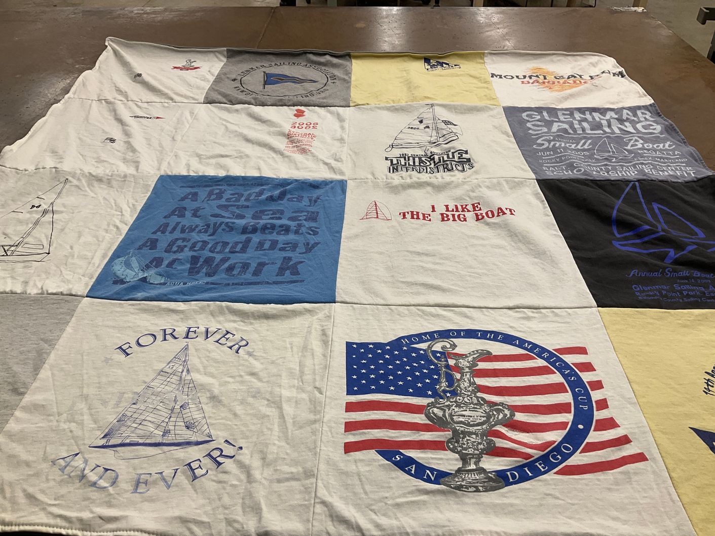 T-shirt quilt with sailing, boating themes by Stephen from MD