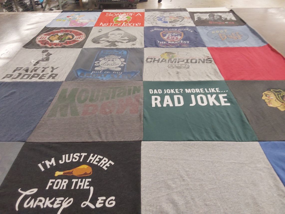 T-shirt quilt featuring chicago blackhawks by Josephine from IN