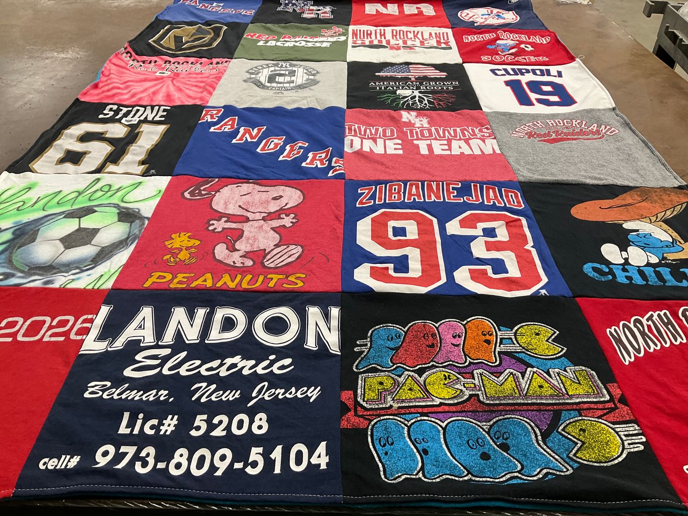 T-shirt quilt featuring north rockland rams by Elizabeth from NY