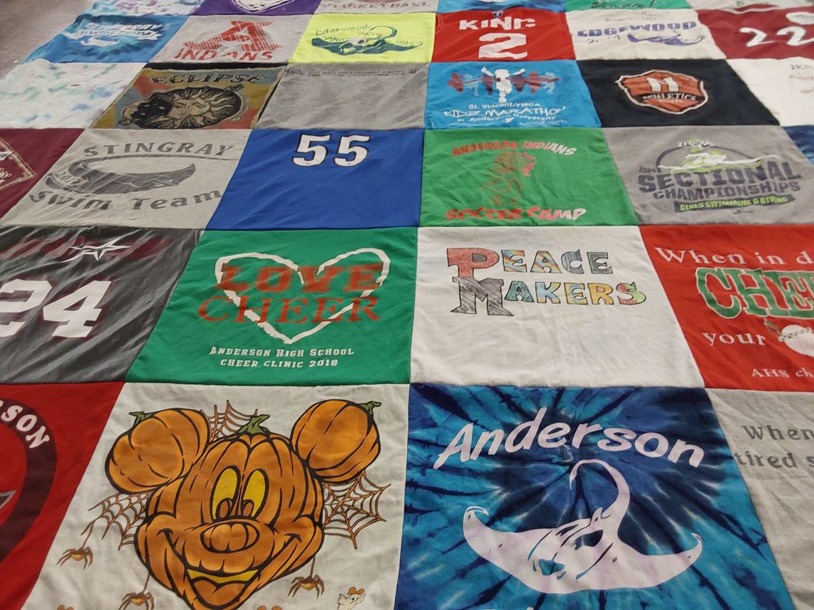 T-shirt quilt featuring anderson indians by Jennifer from IN