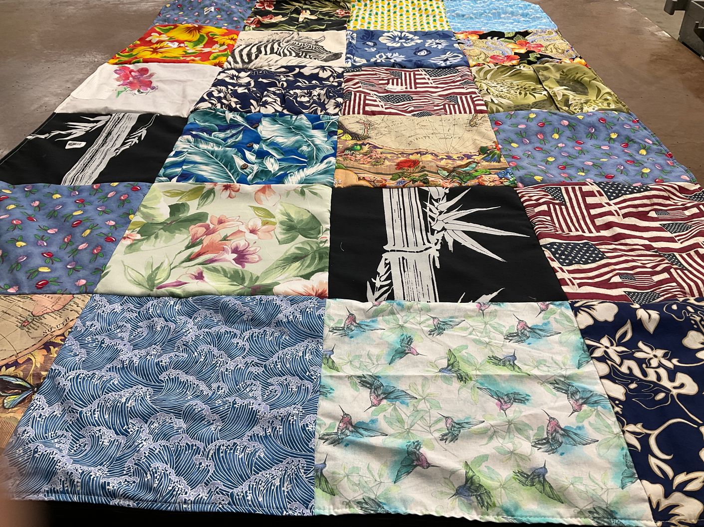 T-shirt quilt with nature, flora themes by Aubri from CA