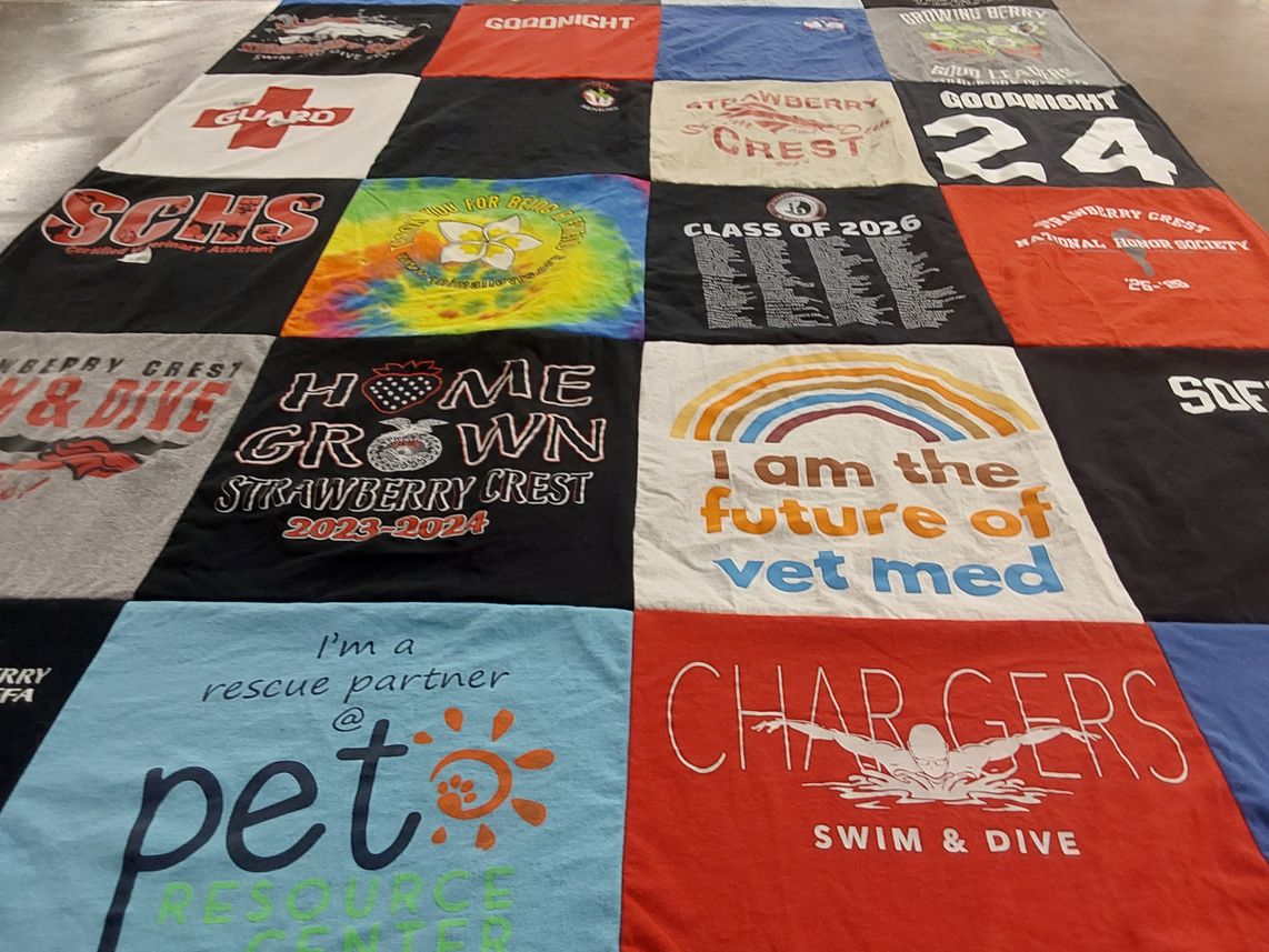 T-shirt quilt featuring strawberry crest high school swim and dive, strawberry crest chargers by R from FL