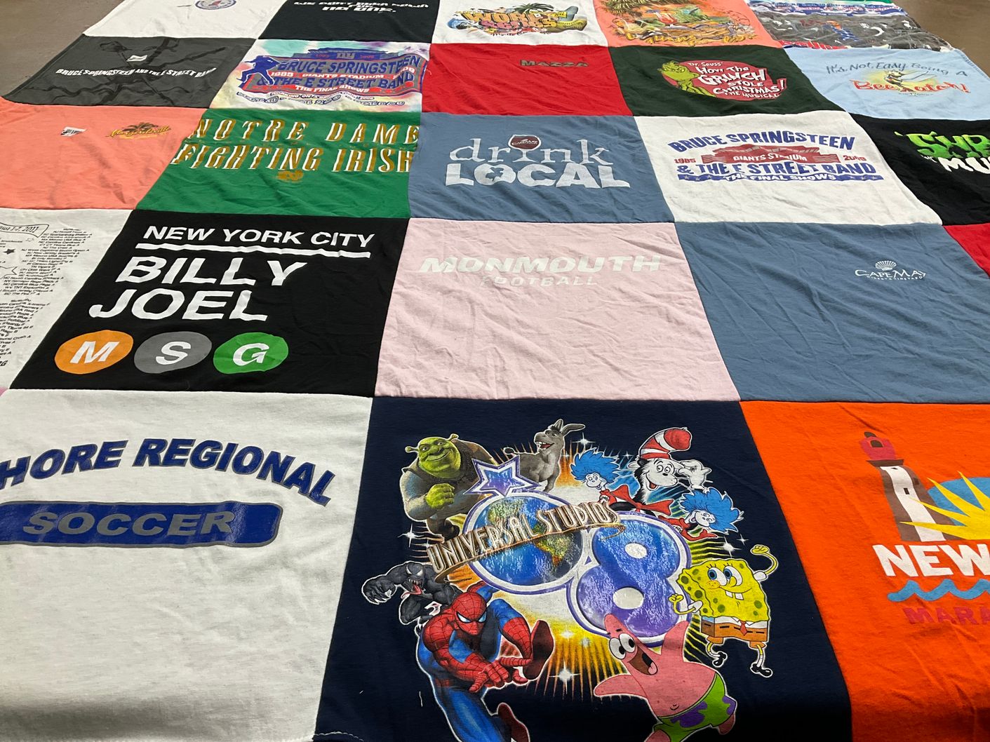 T-shirt quilt from monmouth university, notre dame university by susan from NJ