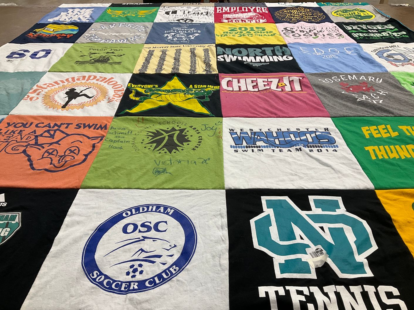 T-shirt quilt featuring westchester swim team, oldham soccer club by Ashley from KY