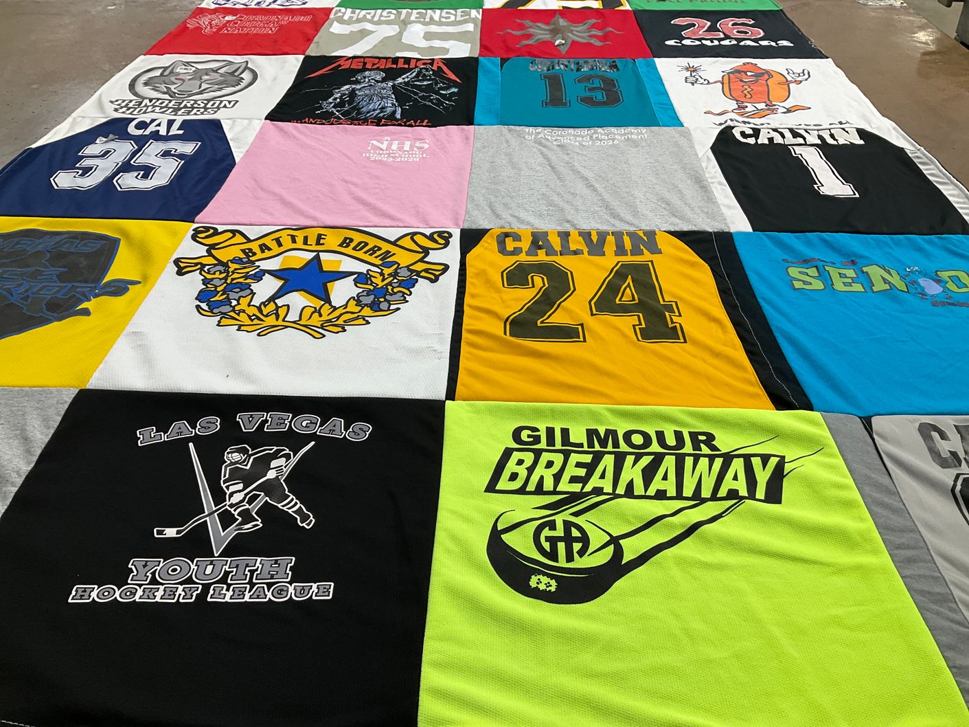 T-shirt quilt featuring henderson wolves, las vegas cougars by Tricia from NV