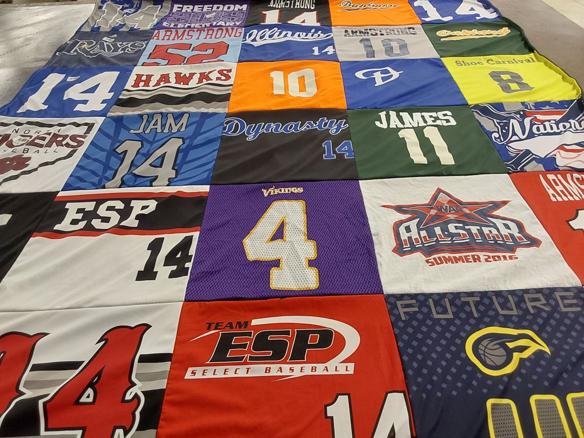 T-shirt quilt featuring virginia vikings by Jen from IL