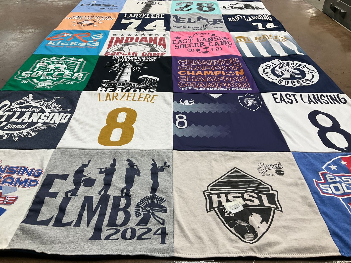 T-shirt quilt from east lansing high school by Carla from MI