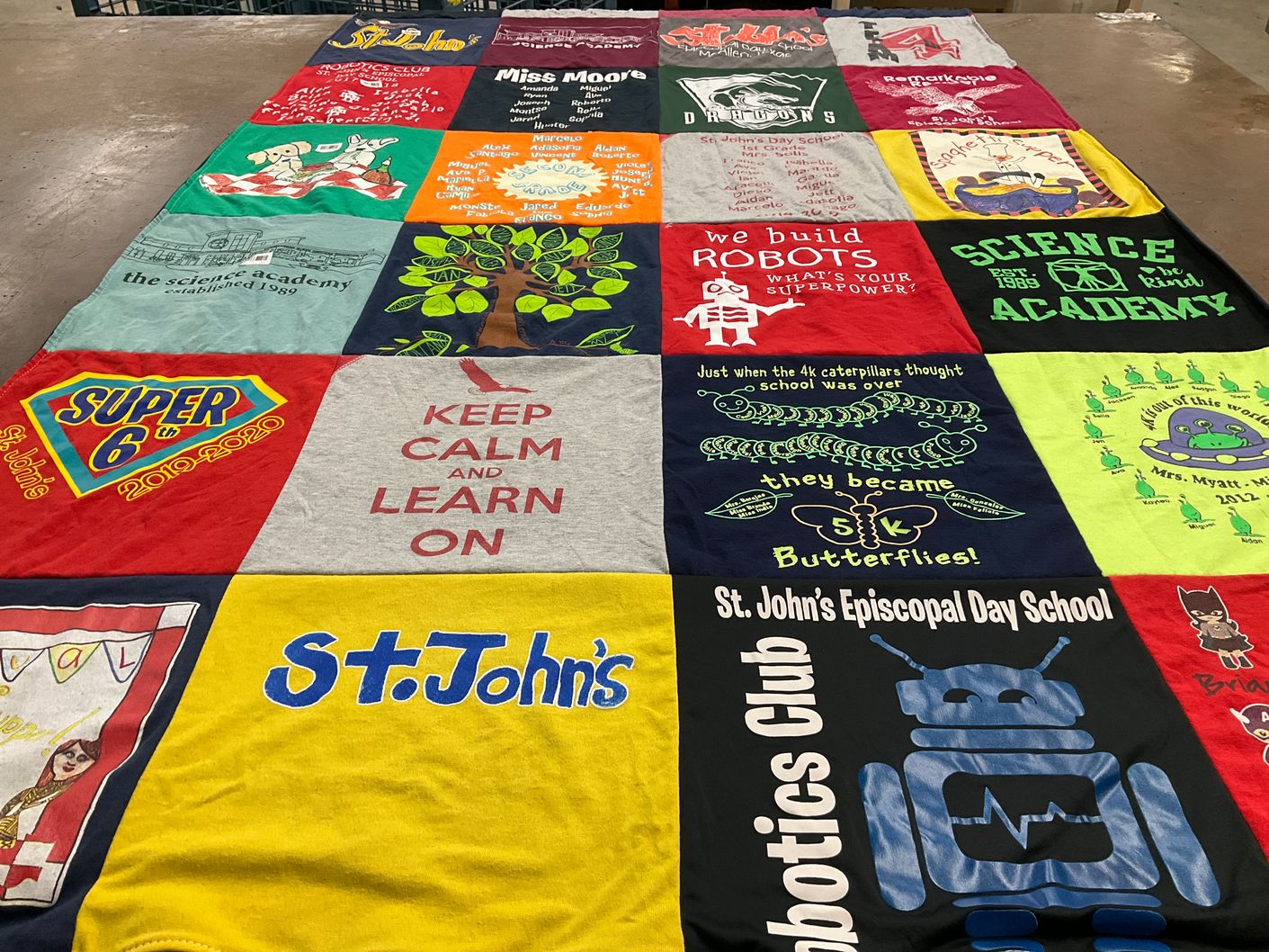 T-shirt quilt from st. john's episcopal day school by Lenora from TX